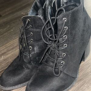 Diba Charcoal Lace-Up Ankle Boots